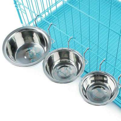 S-L Stainless Steel Hanging Food Water Bowl For Crate Cages Pet Dog Parrot Bird